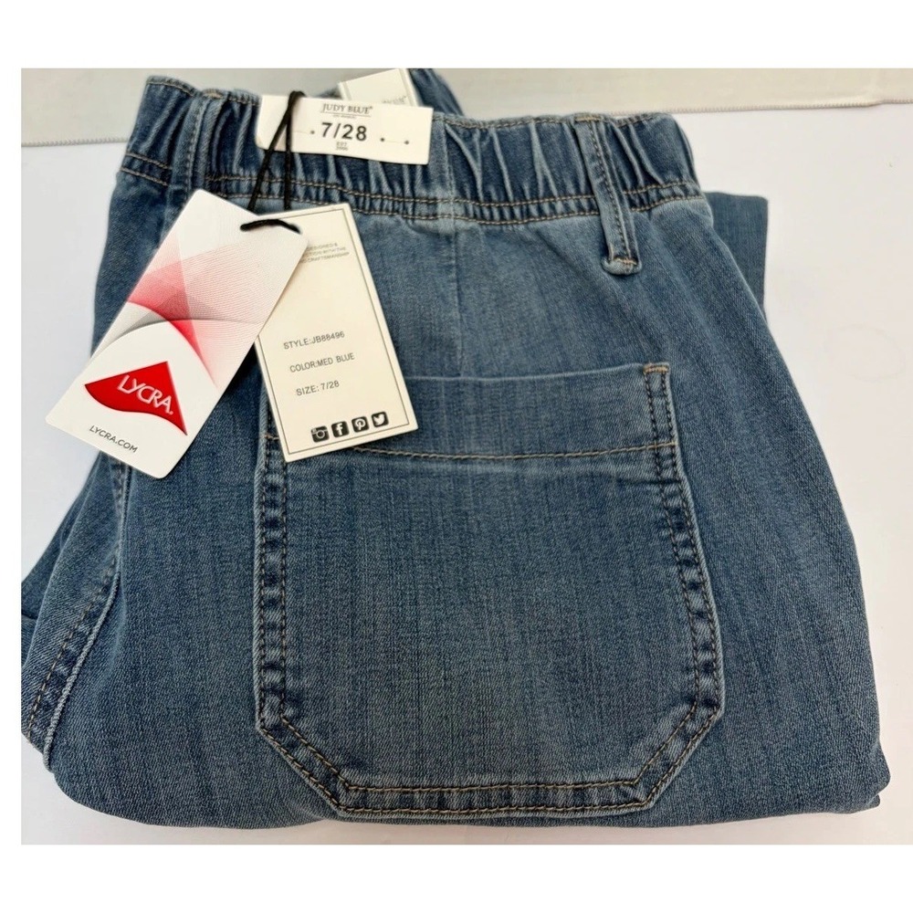 Judy Blue NWT Hi-Rise Pull On Jogger Jean Drawstring Size 7/28 Light Wash #88496